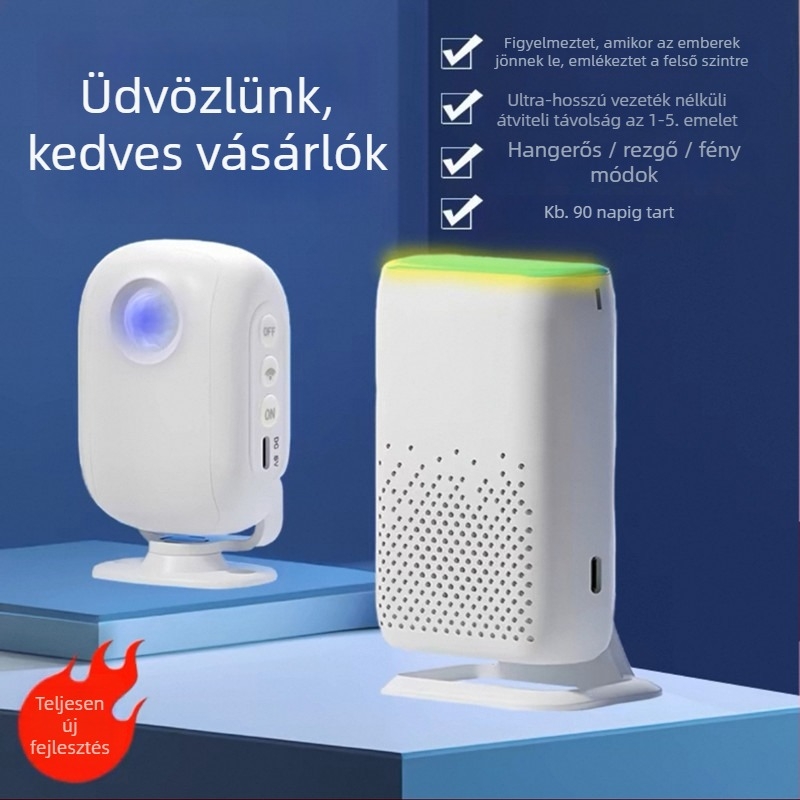 Vezeték nélküli indukciós ajtócsengő infravörös mozgásérzékelővel, modell D3F01, DC 5V, 58 dallam, otthon és iroda számára