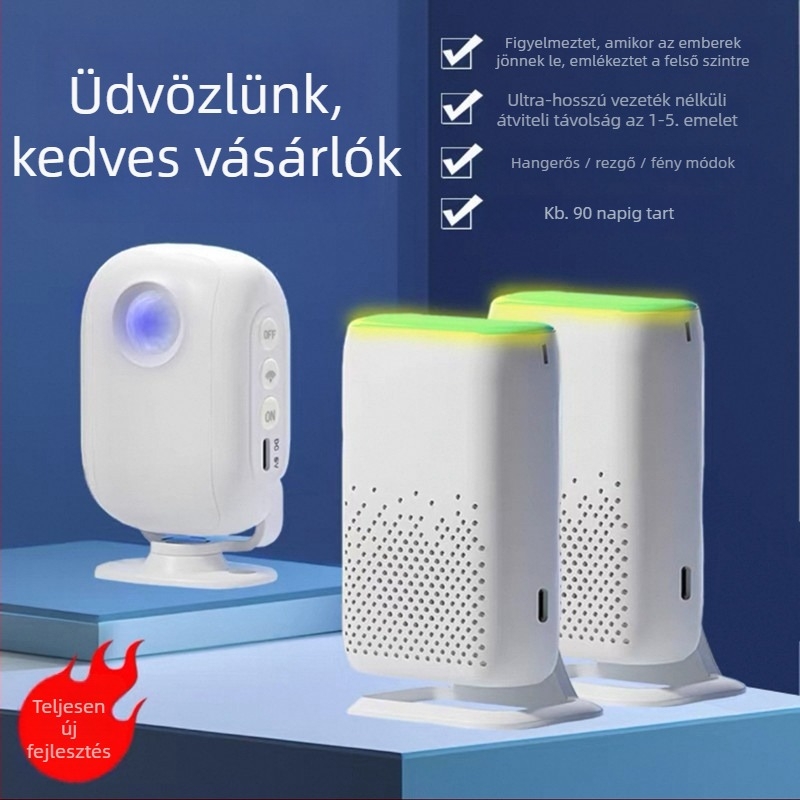 Vezeték nélküli indukciós ajtócsengő infravörös mozgásérzékelővel, modell D3F01, DC 5V, 58 dallam, otthon és iroda számára