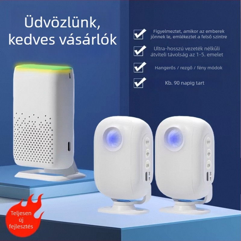 Vezeték nélküli indukciós ajtócsengő infravörös mozgásérzékelővel, modell D3F01, DC 5V, 58 dallam, otthon és iroda számára