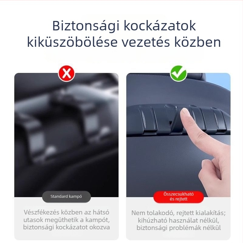 Hátsó ülés kampó belső tároló kiegészítő a Tesla Model Y-hez (2022–2024) – Snap-On, műanyag, oldalsó felszerelés