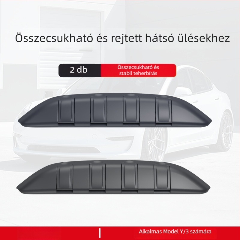 Hátsó ülés kampó belső tároló kiegészítő a Tesla Model Y-hez (2022–2024) – Snap-On, műanyag, oldalsó felszerelés