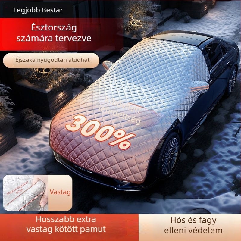 Autó előtti szélvédő hóvédő takaró — alumínium fólia, univerzális méret, beépített telepítés, hosszított kivitel, súly 910 g