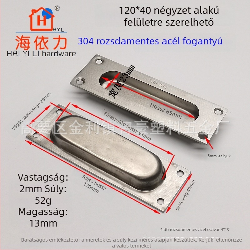 304 rozsdamentes acél rejtett fogantyú tolóajtókhoz és fiókokhoz, beépített szekrényfogantyú