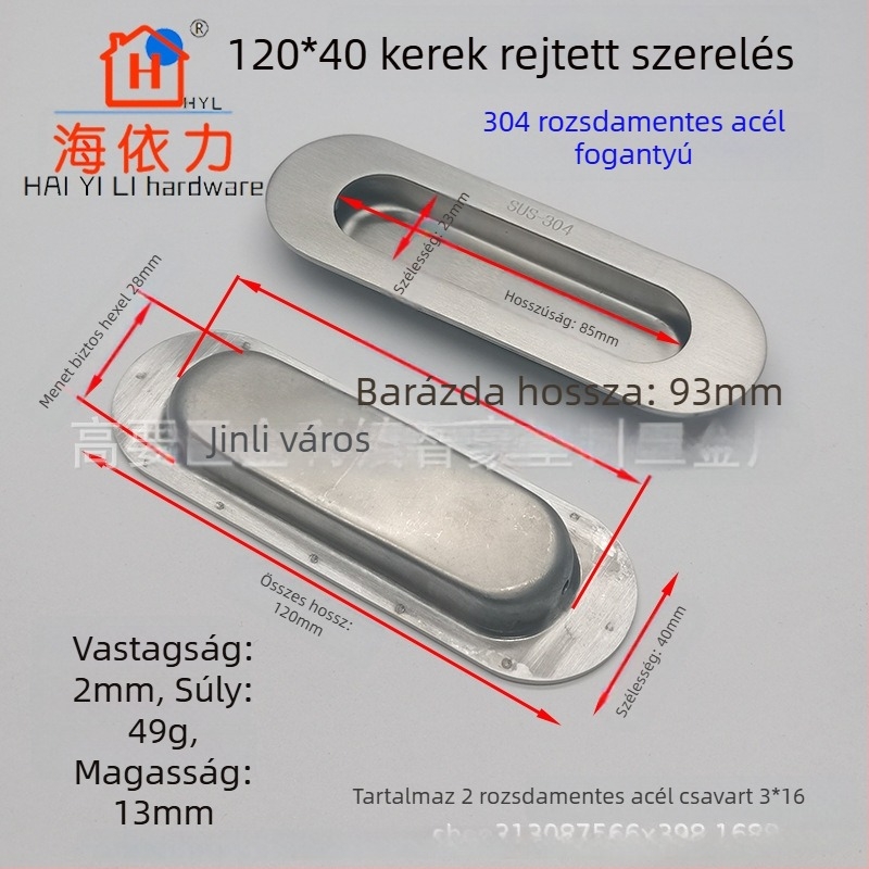 304 rozsdamentes acél rejtett fogantyú tolóajtókhoz és fiókokhoz, beépített szekrényfogantyú