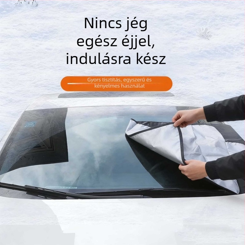 Universális autó előszélvédő fedél ezüst bevonatú szövet a hőszigeteléshez, napvédelmi és hóvédelmi funkciókkal, kétoldalas