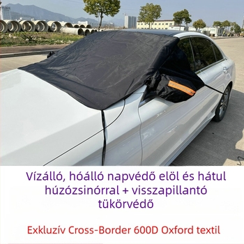 Autó szélvédő hóvédő – Oxford 600D, vízálló, jegesedés elleni védelem, univerzális illeszkedés, beépített szerelés