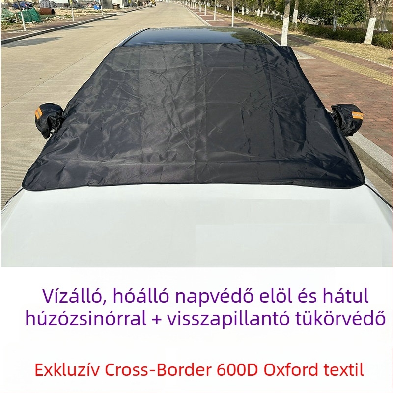 Autó szélvédő hóvédő – Oxford 600D, vízálló, jegesedés elleni védelem, univerzális illeszkedés, beépített szerelés