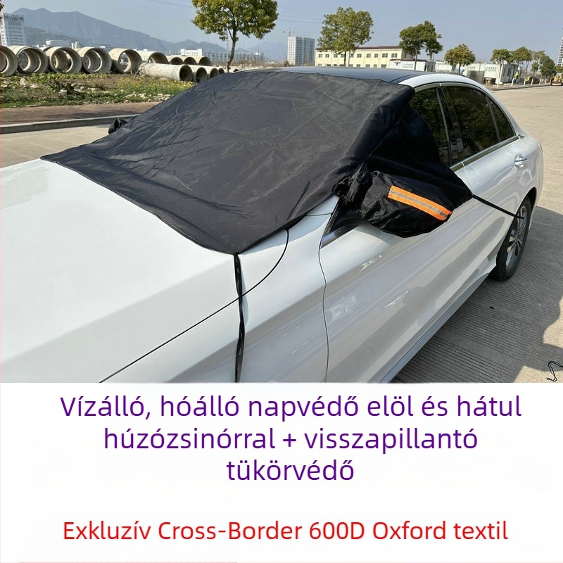 Autó szélvédő hóvédő – Oxford 600D, vízálló, jegesedés elleni védelem, univerzális illeszkedés, beépített szerelés