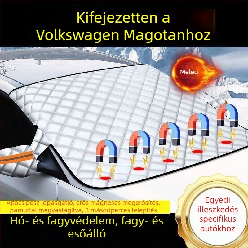 Volkswagen Magotan első szélvédőjét védő hóvédő, fagy elleni, vastagított anyagú, félig takaró
