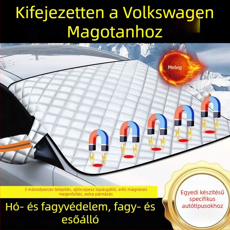Volkswagen Magotan első szélvédőjét védő hóvédő, fagy elleni, vastagított anyagú, félig takaró