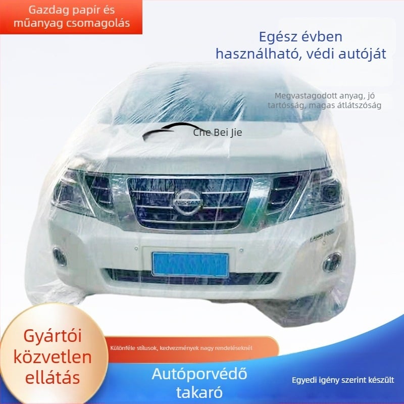 Egyedi logóval ellátott eldobható autófedő, átlátszó, vízálló és porálló, műanyag átlátszó autófedő — Márka Yy; Anyag: Más; Személyre szabás: Igen; Alkalmazható modellek: Különféle