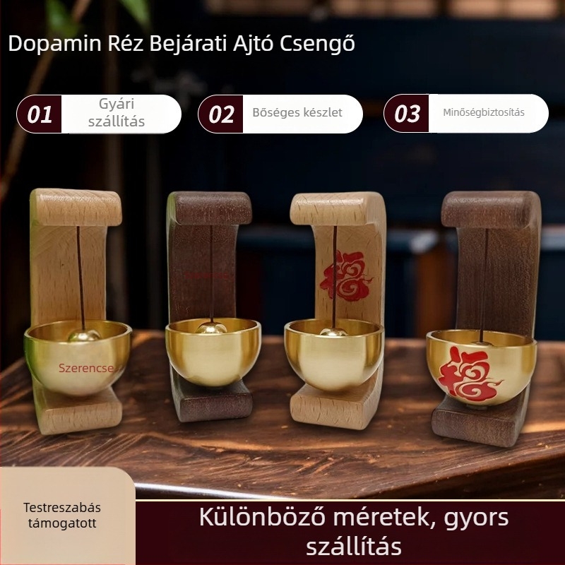 Ajtócsengő, réz anyagból, modern minimál stílus, kód 0062, alkalmas irodákhoz, templomokhoz és szállodákhoz