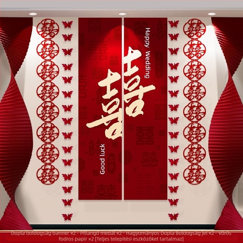 Esküvői szobadekorációs banner készlet – vászon anyag, szöveges mintázat, helyszíni dekorációs kellékek, ajándék lehetőség