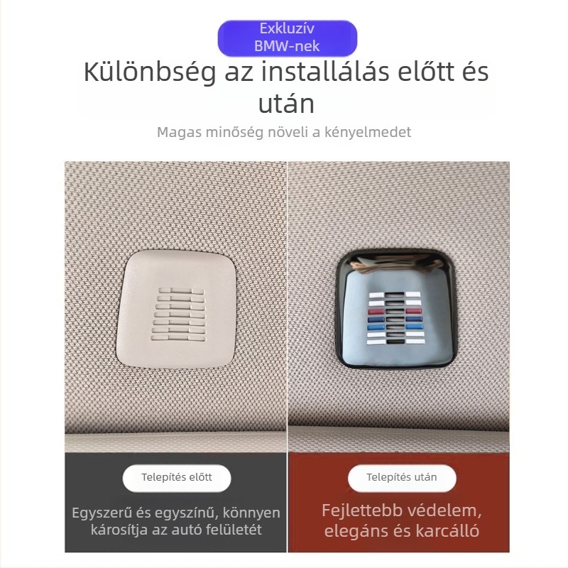 BMW mikrofonfémvédő – rozsdamentes acélból; Modell: BMW microphone metal cover; telepítés: ragasztó típus; testreszabás: igen; logó nyomtatása: igen