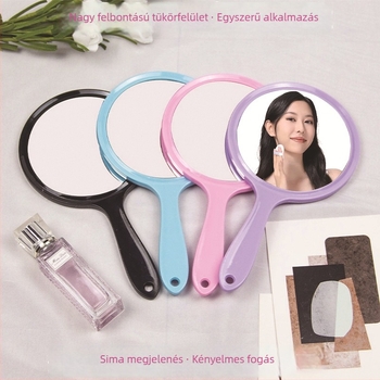 Kézben tartható tükör, kétoldalas, nagyítóval, lencse alumíniumból, keret PU/PS/PVC