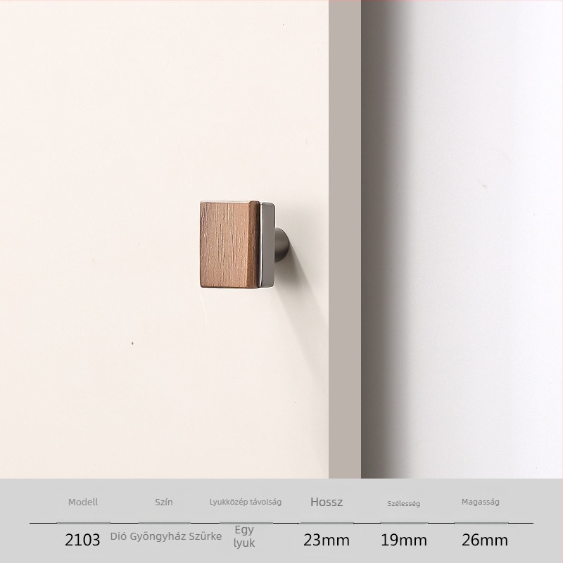 Gardrób- és fiófogantyú, Új kínai stílus, tömörfa és cinkötvözet, elektroplating felület, modell 2103 walnut copper
