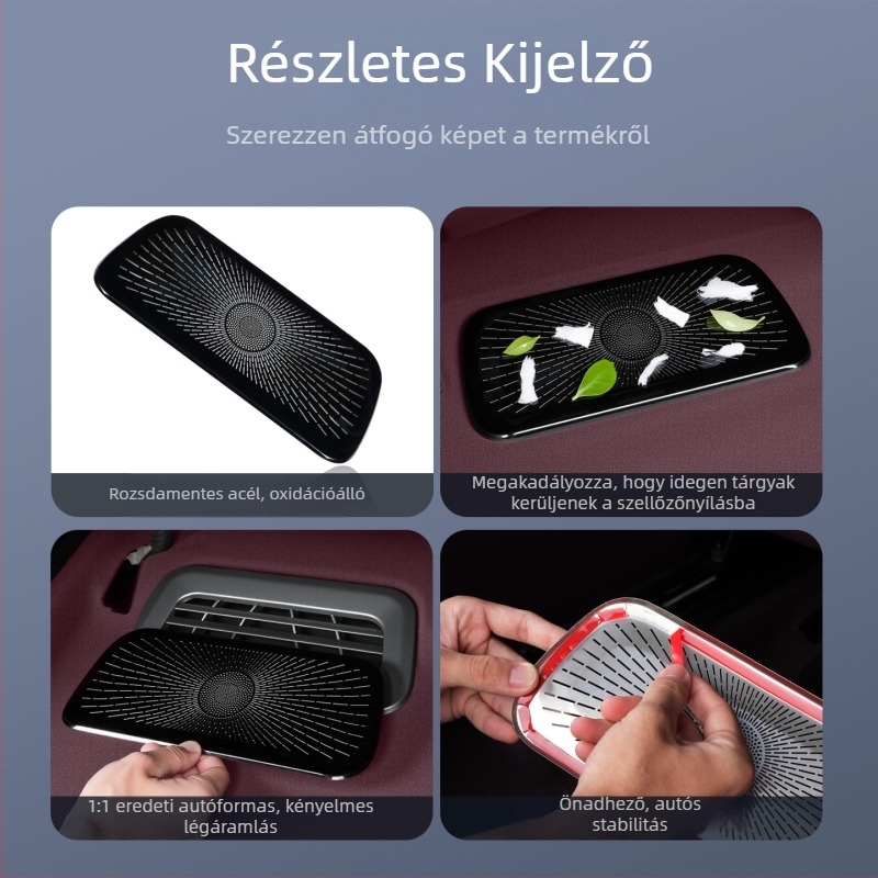 Autó légkivezető védőfedél – rozsdamentes acél, por- és dugulásmentes, testreszabható logóval