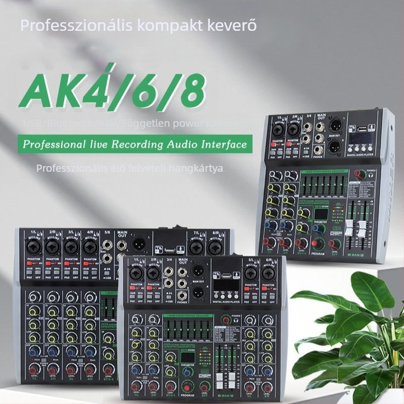 8csatornás keverő beépített 99 DSP-vel, 7-sávos equalizerrel, Bluetooth és belső MP3 felvétellel