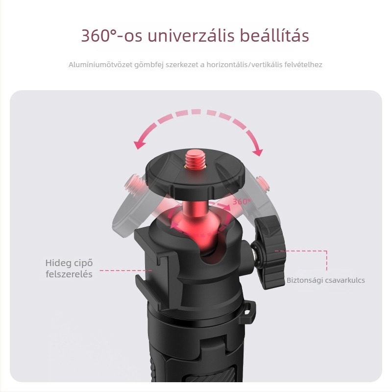 Kinyújtható monopod telefonhoz és kamerához — univerzális asztali állvány élő közvetítéshez és vlogoláshoz, ABS, max terhelés 1 kg, súly 180 g