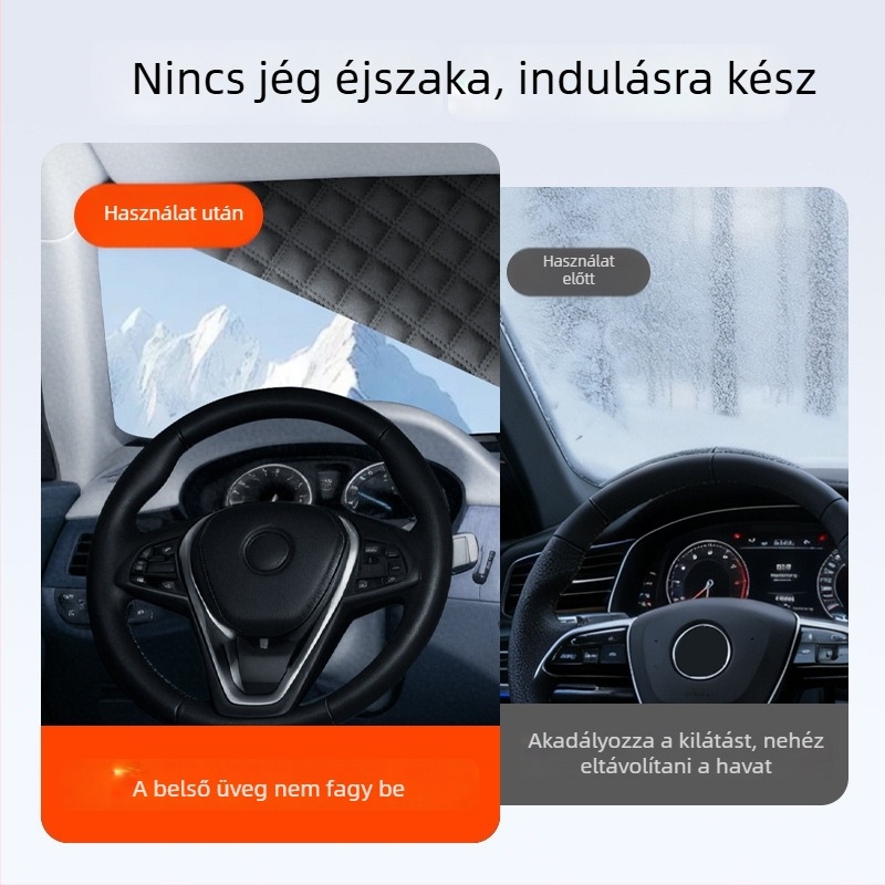 Autó első szélvédőjére téli vastag mágneses hóvédő
