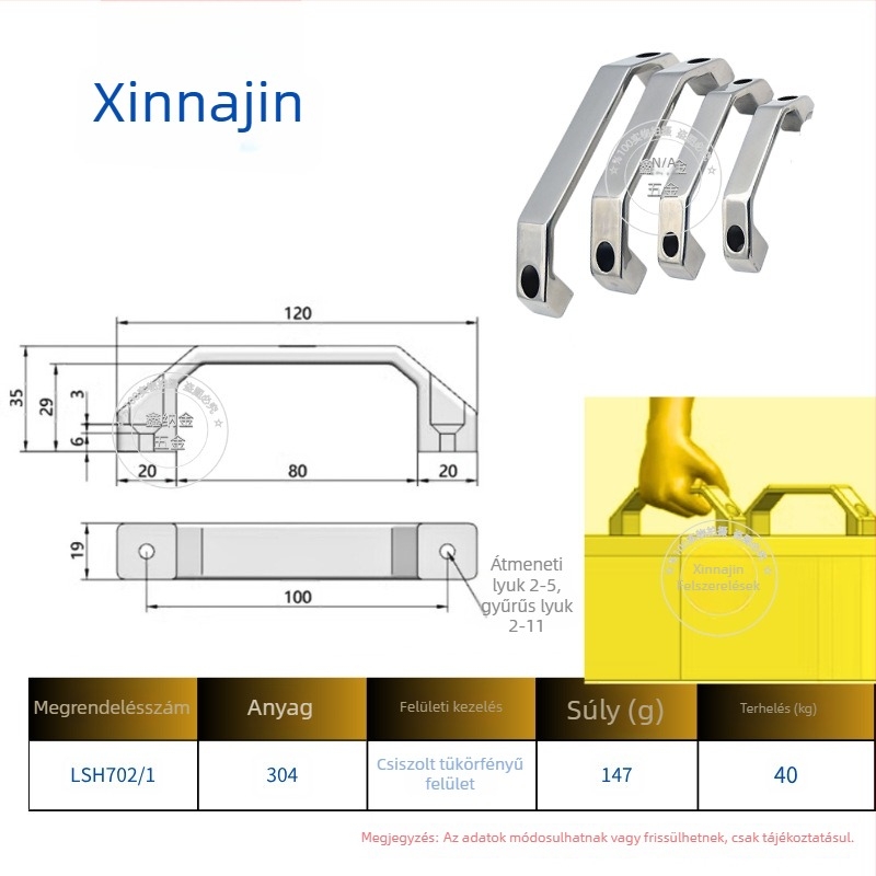 304 rozsdamentes acél, nehéz ipari ívelt anti-theft fogantyú szekrényajtóhoz, tükörfényes felülettel, vastított modell Lsh702/Lsh707