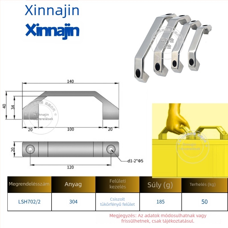 304 rozsdamentes acél, nehéz ipari ívelt anti-theft fogantyú szekrényajtóhoz, tükörfényes felülettel, vastított modell Lsh702/Lsh707
