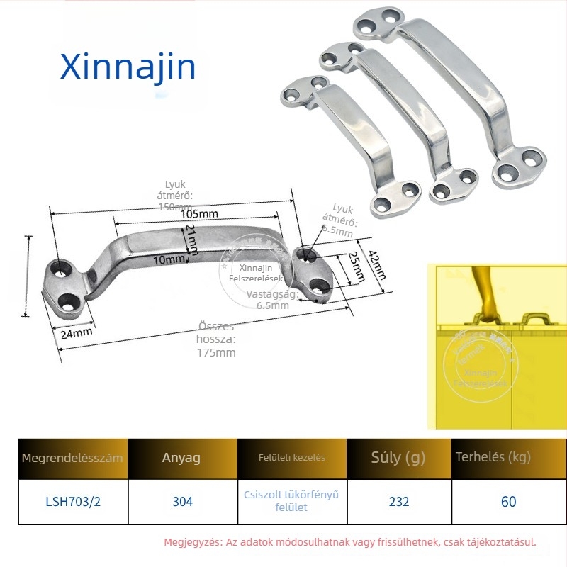 304 rozsdamentes acél, nehéz ipari ívelt anti-theft fogantyú szekrényajtóhoz, tükörfényes felülettel, vastított modell Lsh702/Lsh707