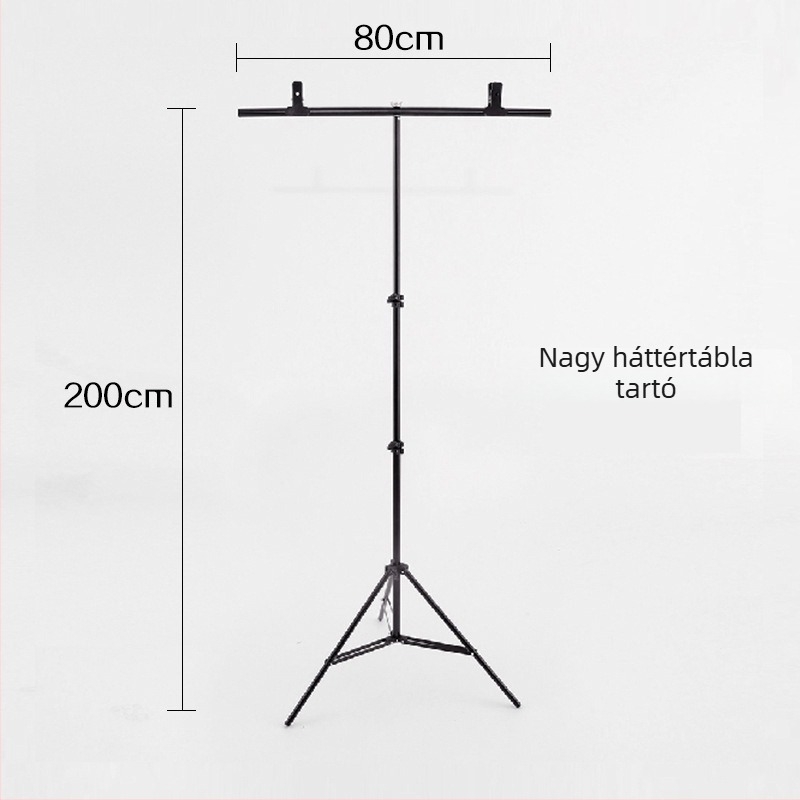 Termékfotózáshoz háttérállvány, fémből, T-alakú keret, 1,5 kg, felületkezelés