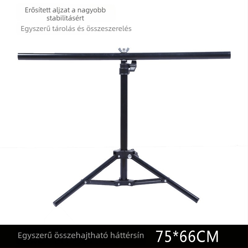 Termékfotózáshoz háttérállvány, fémből, T-alakú keret, 1,5 kg, felületkezelés