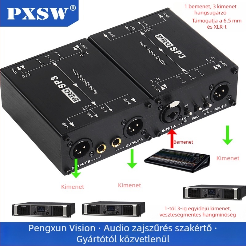 XLR kiegyensúlyozott 1 bemenet 4 kimenetű audió osztó izolátor XLR interfészhez