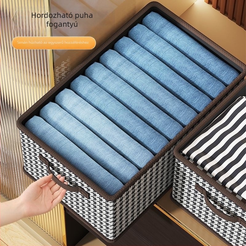 Houndstooth mintás ruhatároló doboz, összecsukható, 22 L, nem szőtt anyag