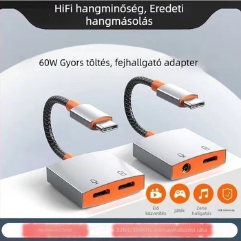 Apple-kompatibilis Type-C audió adapter fejhallgatóhoz - 2-in-1 dekódoló átalakító, modell Hwy-007, márka Yycz