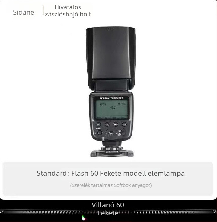 Stanard FK580 DSLR vaku TTL zoomfej, terhelhetőség 2-5 kg, tömeg 0,4 kg, garancia; tartozékok: vaku, védőtok, mikro talp, használati útmutató