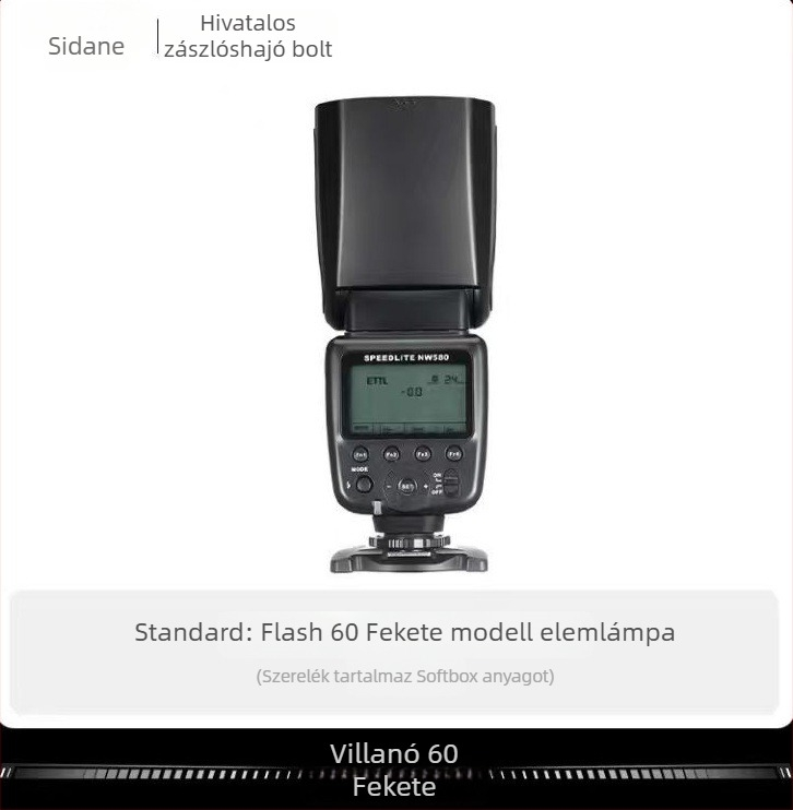 Stanard FK580 DSLR vaku TTL zoomfej, terhelhetőség 2-5 kg, tömeg 0,4 kg, garancia; tartozékok: vaku, védőtok, mikro talp, használati útmutató