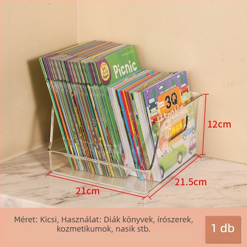 Asztali tároló doboz PET műanyagból, átlátszó, 2L kapacitás, modell A10201, modern letisztult stílus