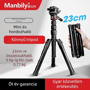 Kamera tripod hidraulikus gimbellel, alumínium ötvözetből, teherbírás 2–5 kg, súly 1,16 kg, gyorskioldó lemez