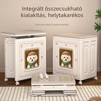 Összecsukható ruhatároló doboz előre nyíló fedéllel, 60–70L, PP műanyag, görgőkkel, Modell 5014