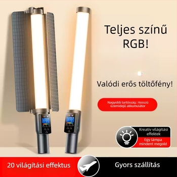 Kézben tartható RGB fotózási világítás LED töltőfényként, újratölthető, dimmelhető, 10W, 13 mód, élő közvetítéshez