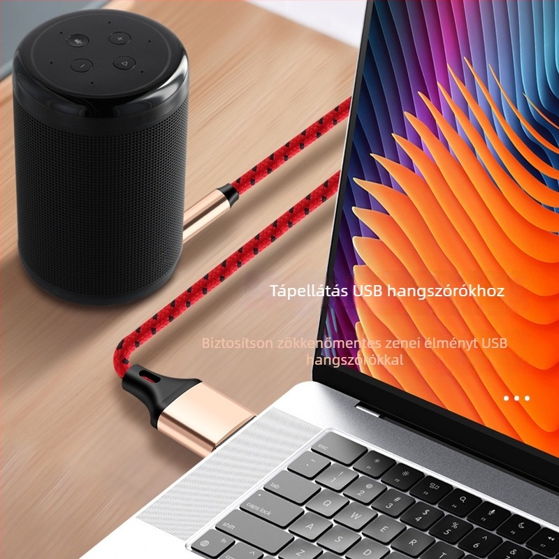 TYPE-C Dual Audio audiókábel, kötött nejlon burkolat, rézmag, kompatibilis 3,5 mm eszközökhöz
