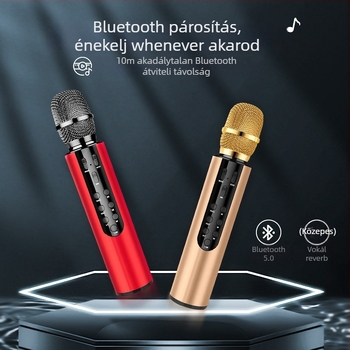 M6 vezeték nélküli mikrofon beépített hangszóróval és hangkártyával (Bluetooth 5.3, 1200–2000 mAh akkumulátor, SNR ≥85 dB, 10 W)