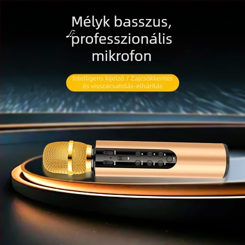 M6 vezeték nélküli mikrofon beépített hangszóróval és hangkártyával (Bluetooth 5.3, 1200–2000 mAh akkumulátor, SNR ≥85 dB, 10 W)