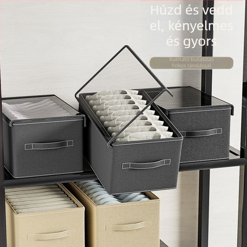 Összecsukható ruhatároló doboz fedővel, porálló, gardrób rendező, 26 L, méretek 47 × 28 × 20 cm
