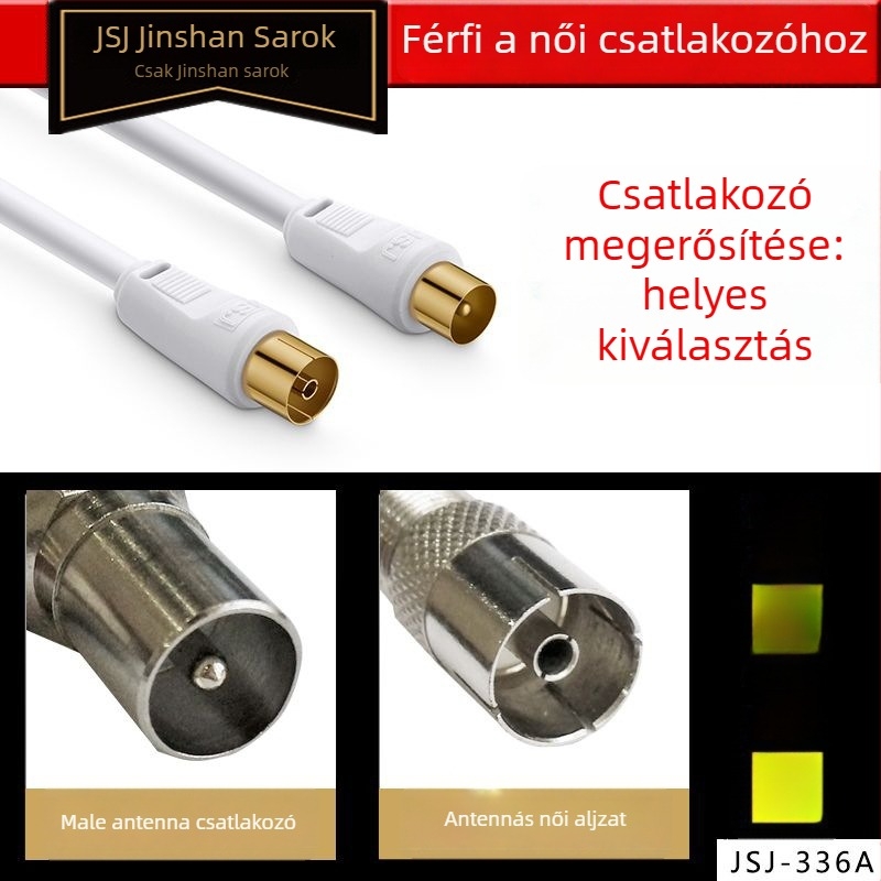 HDTV jelátviteli kábel F-csatlakozóval Set-Top Box és TV közötti kapcsolathoz, PVC burkolat, RoHS tanúsítványú, audio-videóhoz