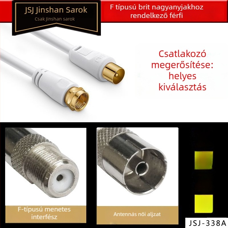 HDTV jelátviteli kábel F-csatlakozóval Set-Top Box és TV közötti kapcsolathoz, PVC burkolat, RoHS tanúsítványú, audio-videóhoz