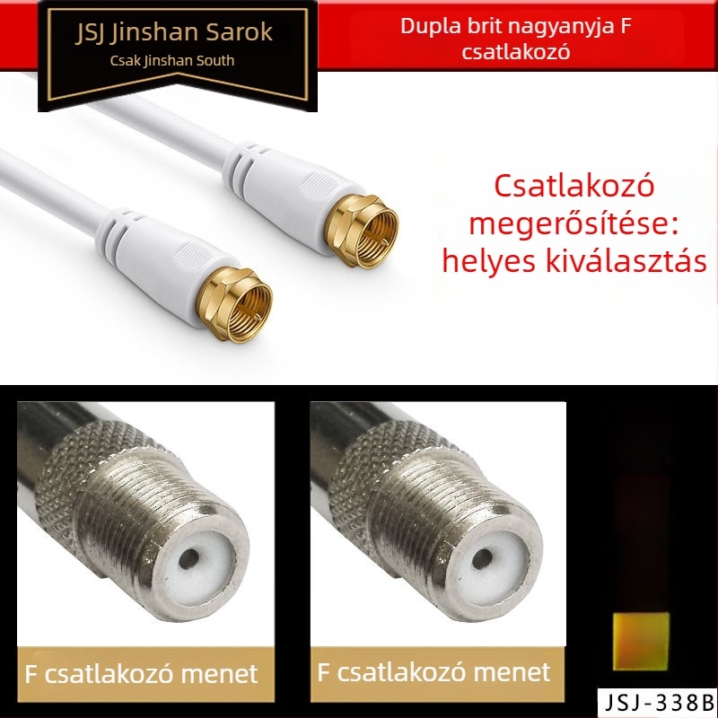 HDTV jelátviteli kábel F-csatlakozóval Set-Top Box és TV közötti kapcsolathoz, PVC burkolat, RoHS tanúsítványú, audio-videóhoz