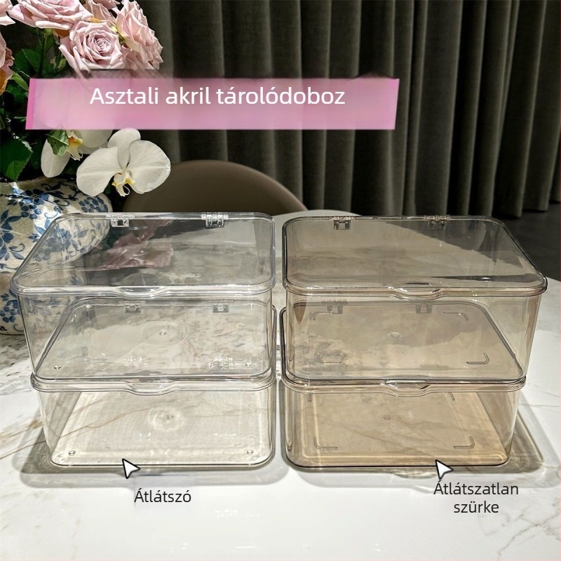 Flip-Top asztali ékszertároló doboz fedéllel, átlátszó PET, 12 L