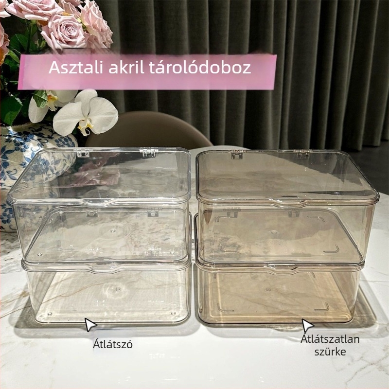 Flip-Top asztali ékszertároló doboz fedéllel, átlátszó PET, 12 L