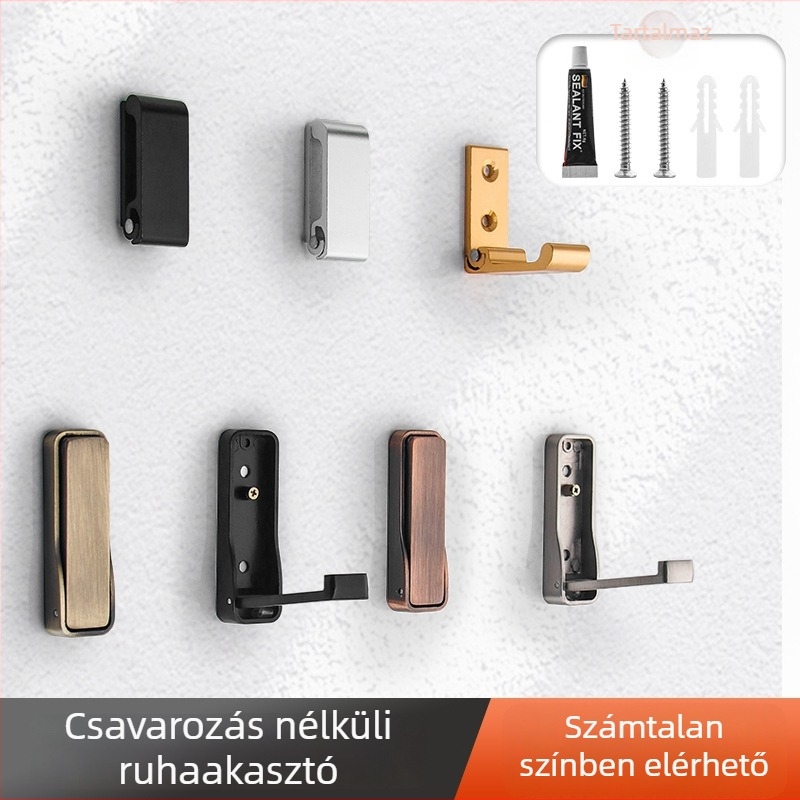 Olefo láthatatlan gardrób akasztó - lyukasztás nélküli, összecsukható, alumínium ötvözet, felület elektroplatált, az ajtóhoz/falra, Modell 800, modern minimalista stílus