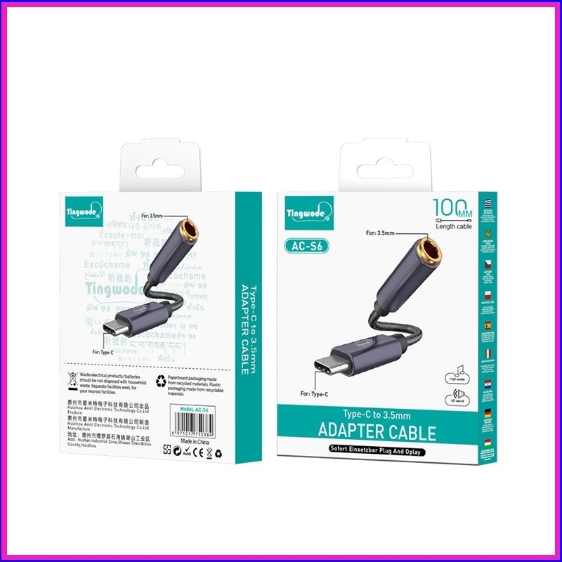Type-C 3,5 mm DAC fülhallgató adapter mobiltelefonokhoz