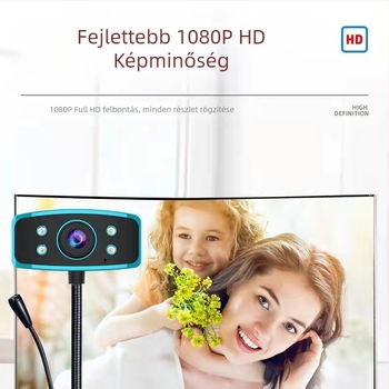 HD USB webkamera beépített mikrofonnal (1080p, 30fps, 2MP, USB 2.0, manuális fókusz)